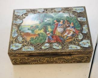 Silver & enamel scenic box