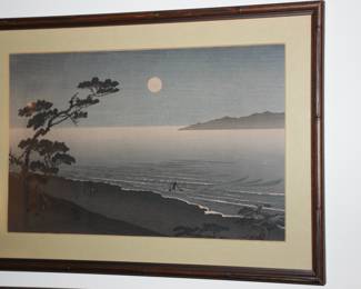 "Suma Beach" Arai Yoshimune woodblock print