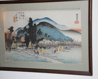"Ishiyakushi Temple" from 53 stations of the Tokaido by Hiroshige woodblock print