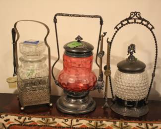 Antique pickle castors jars & syrups