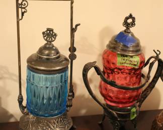 Antique pickle castors jars & syrups