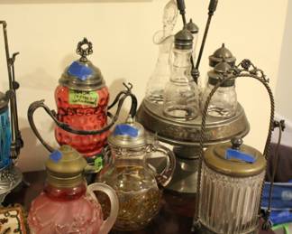 Antique pickle castors jars & syrups
