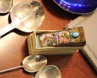 Sterling & enamel lipstick case