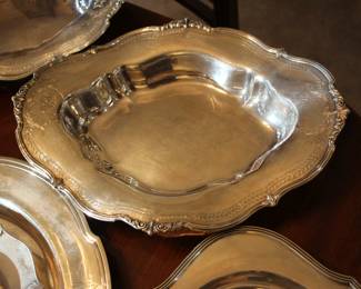 Pair sterling silver serving bowls
