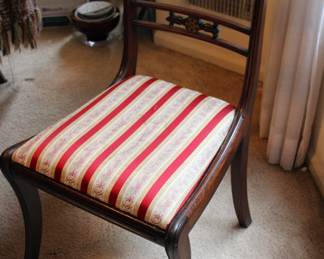 Set of 6 period Regency side chairs with brass inlay