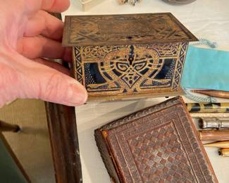 Antique metal enamel box