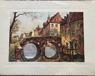 Watercolor etching signed by Sandre