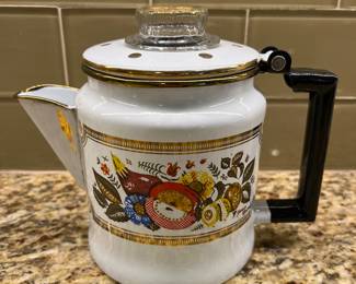 Vintage enamel coated coffee press