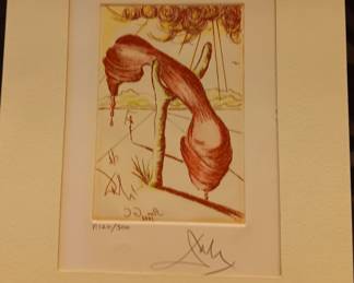 Salvador Dali "Melting Telephone" Original signed hand colored etching 120/500