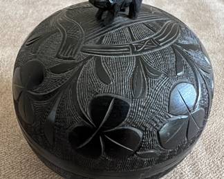 Wood Celtic covered bowl 