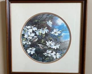 Framed magnolia print signed and numbered by artist