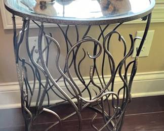 Metal and glass display table