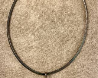 Sterling silver necklace with amber pendant