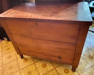 KY Antique Sugar Chest. Family is related to President Truman and this is said to have been his mothers Sugar Chest.  We have proof of genealogy and a letter that discusses it between family from 1980.  One leg has damage and wood is split on top and front.  Missing a pull.   Considering it is from the 1800s and from the Truman  family it is a wonderful piece of history.  Is available for Pre-sell