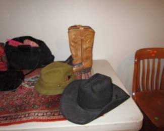 Cowboy boots, hat and more