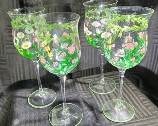 Hand painted wine glasses 