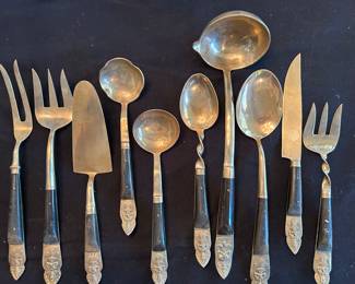 Vintage Siam Thailand Brass/ Wood Utensil Set