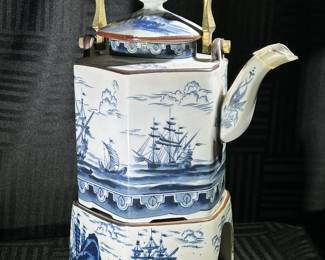 Vintage Hexagon Chinese Style Teapot with Warmer 