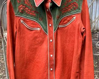 Ralph Lauren Glorieta Lambs leather cowgirl shirt 