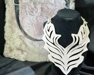 Julia & Stella faux fur handbag & gorgeous leather necklace 