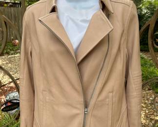 Athleta pink leather moto jacket- new with tags