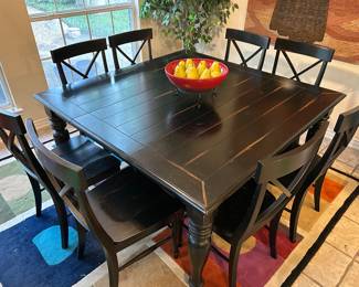 Black distressed dining table for 8