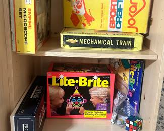 Marx 9625 Sears Allstate Mechanical Train      Jokari Sport Craft    Lite Brite 