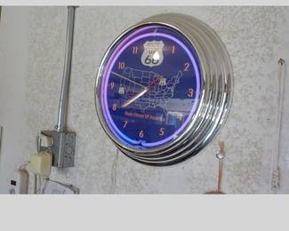 Route 66 Fluorescent Clock
