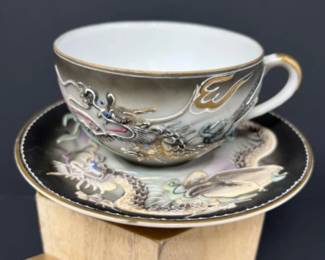 Mid Century Asian Lithophane Geisha Tea Cup, Doll, & Decor