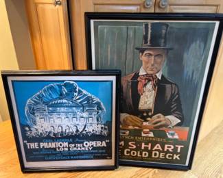 Vintage 'The Cold Deck' & 'Phantom of the Opera' Framed Posters