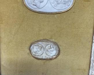 Antique Vintage Framed Coin Intaglios - Grand Tour Style Intaglios