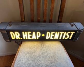 Vintage Art Deco Lighted Dr. Heap Dentist Signage