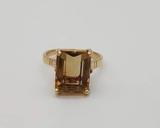 18k Gold Ring with Citrine Stone - Size 5.5
