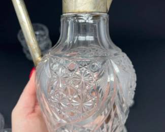 Crystal & Glass - Claret Jug - Intaglio Ashtrays - Mother of Pearl Spoons +