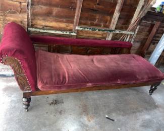 Antique Carved Wood Chaise Lounge - Project Piece