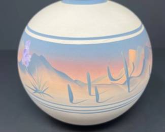 Vintage New West Pottery Bowl Vase - Pastel Southwest Sunset