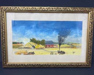 Framed Scenic Farm Watercolor - Signed - 12x8”