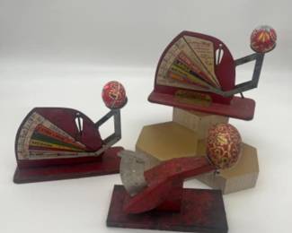 Antique Egg Scales with Hand Painted Russian Wood Eggs