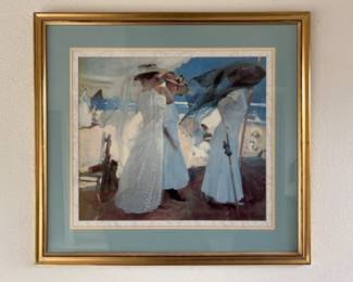 Framed Art Print 'Under the Awning' by Sorolla