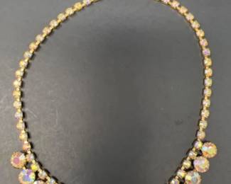 Mid Century Amber & Borealis Rhinestone Costume Jewelry - Trifari