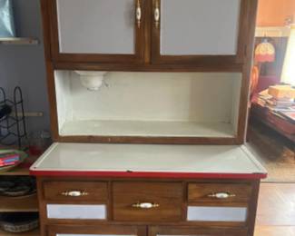 Vintage Kitchen Hoosier Cabinet with/ Enamel Working Surface