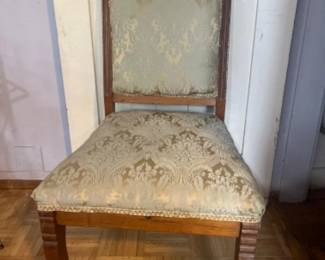 Antique Victorian Armless Chair - Hand Carved Infinity Detail