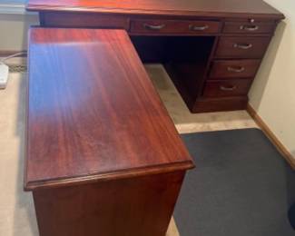 Vintage L-Shaped Hoosier Desk - Solid Wood