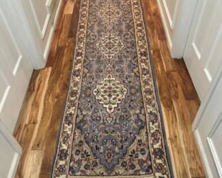 Vintage Muted Pastels Asian Wool Runner Rug - 13.5' x 29.5"