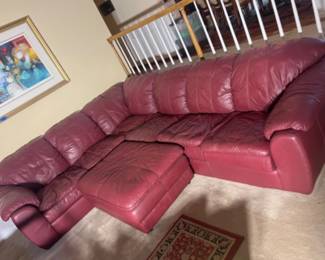 Palliser Horizons Red Leather L Shaped Couch