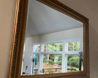 Large Gold Wood Painted Frame w/ Beveled Mirror - 57”x45”