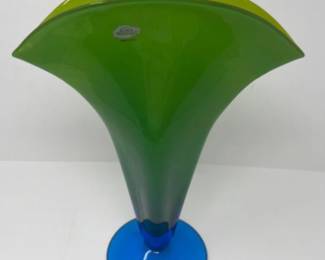 Vintage Signed Dated 2002 BLENKO Fan Vase