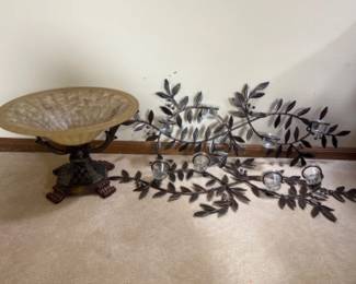 Leaf Tealight Wall Decor & Decorative Pedestal Bowl
