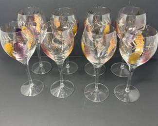 Curtea Sticlarilor Românian Stained & Cut Art Wine Glasses - Grape Motif