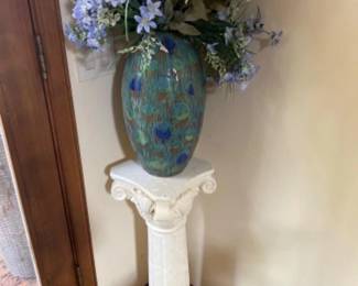 Decorative Column w/ Large 16"T Pottery Vase